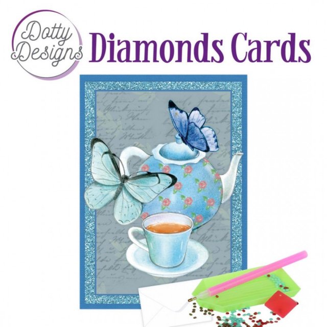 Find It Media Dotty Designs Diamond Cards - Teapot With Butterflies DDDC1078