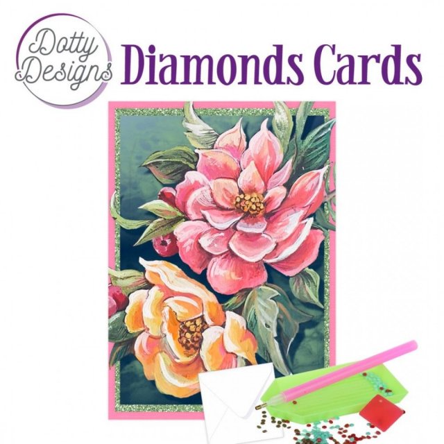 Find It Media Dotty Designs Diamond Cards - Red And Yellow Flower DDDC1120