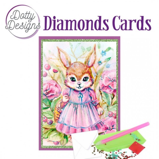 Find It Media Dotty Designs Diamond Cards - Rabbit In Dress DDDC1127