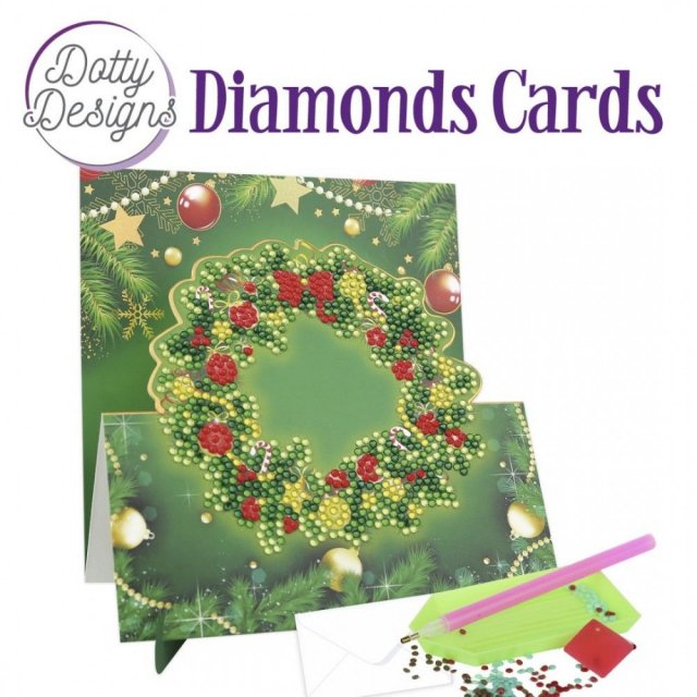 Find It Media Dotty Designs Diamond Easel Card 148 - Christmas Wreath DDDC1148