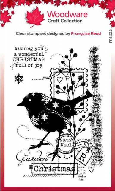 Woodware Woodware Clear Singles Christmas Robin 4 in x 6 in Stamp Set