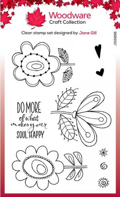 Woodware Woodware Clear Singles Petal Doodles Happy Soul 4 in x 6 in Stamp Set