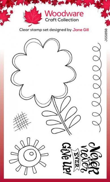 Woodware Woodware Clear Singles Petal Doodles Never Give Up 4 in x 6 in Stamp Set