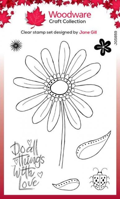Woodware Woodware Clear Singles Petal Doodles With Love 4 in x 6 in Stamp Set