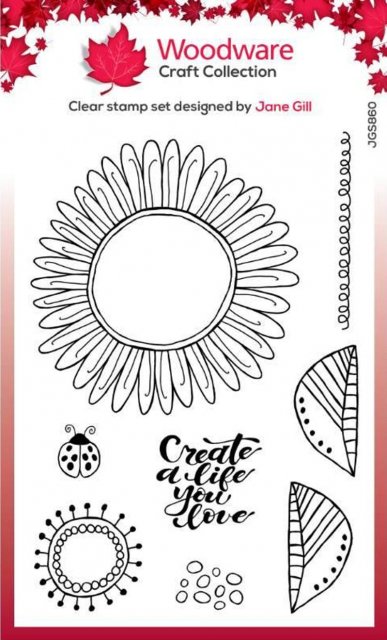 Woodware Woodware Clear Singles Petal Doodles Love Life 4 in x 6 in Stamp Set