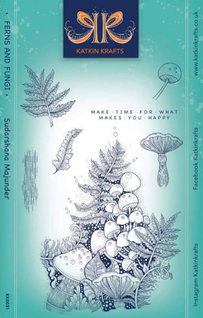 Creative Expressions Katkin Krafts Ferns and Fungi 6 in x 8 in Clear Stamp Set
