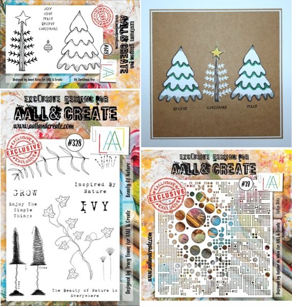 Aall & Create Aall & Create Bundle 1 - A7 Stamp #609, A5 Stamp #328, Stencil #39