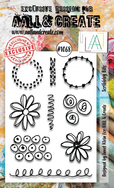 Aall & Create Aall & Create  A6 STAMP SET - SCRIBBLEY BITS #1068