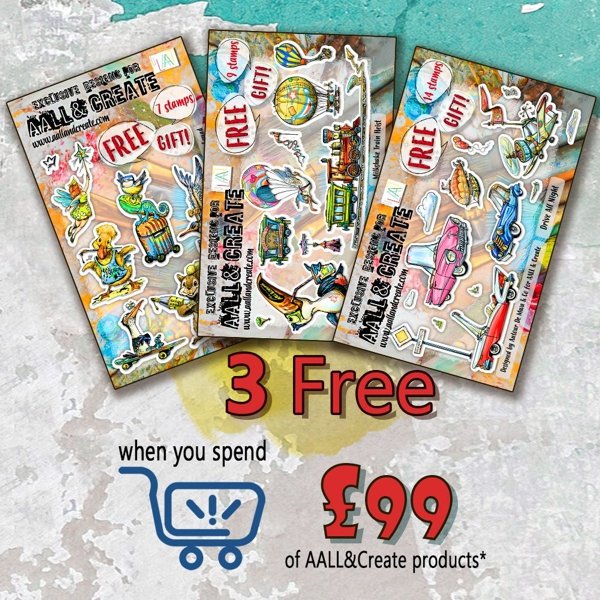 Aall & Create Aall & Create  A6 STAMP SET - DRIVE ALL NIGHT + 2 MORE -  FREE WHEN YOU SPEND £99 ON AALL