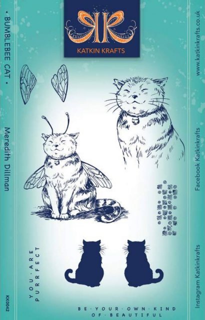 Creative Expressions Katkin Krafts Bumblebee Cat 6 in x 8 in Clear Stamp Set