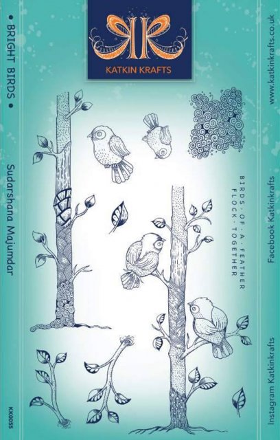 Creative Expressions Katkin Krafts Bright Birds 6 in x 8 in Clear Stamp Set
