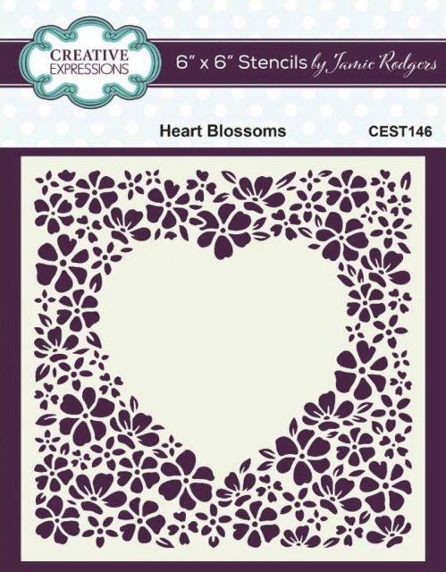 Creative Expressions Creative Expressions Jamie Rodgers Heart Blossoms 6 in x 6 in Stencil