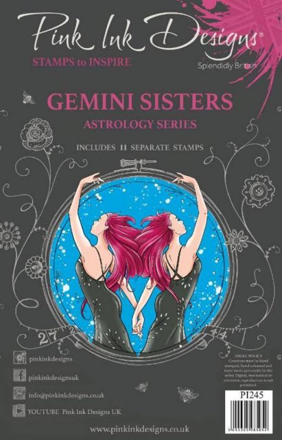 Pink Ink Pink Ink Designs Gemini Sisters 6 in x 8 in Clear Stamp Set