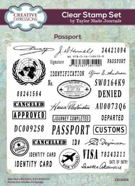 Creative Expressions Creative Expressions Taylor Made Journals Passport 6 in x 8 in Clear Stamp Set