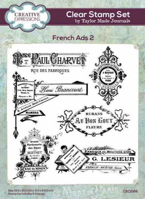 Creative Expressions Creative Expressions Taylor Made Journals French Ads 2 6 in x 8 in Clear Stamp Set