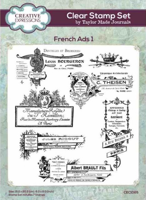 Creative Expressions Creative Expressions Taylor Made Journals French Ads 1 6 in x 8 in Clear Stamp Set
