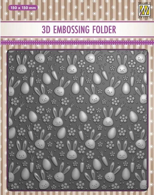 Nellie Snellen Nellie Snellen Background 3D Embossing Folder - Bunny Carrots EF3D085