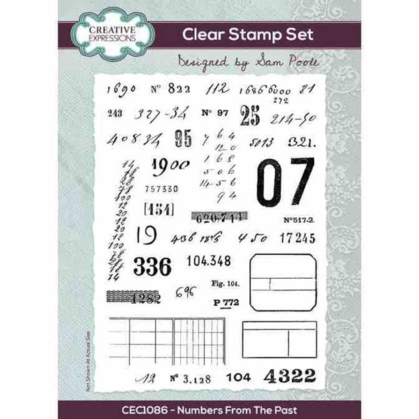 Creative Expressions Creative Expressions Sam Poole Numbers From The Past 6 in x 8 in Clear Stamp Set