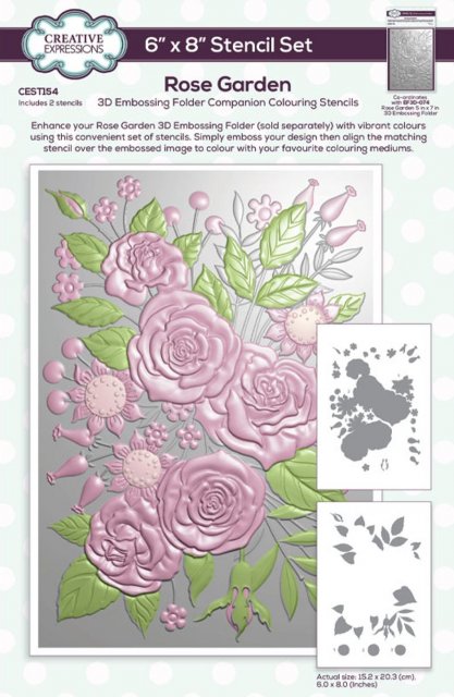 Creative Expressions Creative Expressions Rose Garden Companion Colouring Stencil 6 in x 8 in 2pk