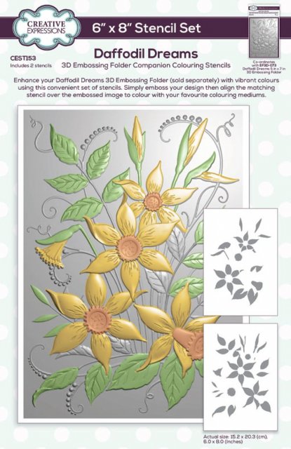 Creative Expressions Creative Expressions Daffodil Dreams Companion Colouring Stencil 6 in x 8 in 2pk