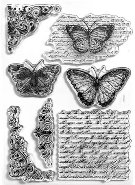 Elizabeth Craft Designs Clear Stamp Butterflies and Swirls CS348
