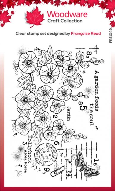 Woodware Woodware Clear Singles Hollyhocks 4 in x 6 in Stamp Set