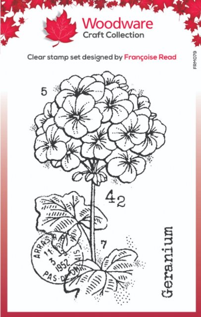 Woodware Woodware Clear Singles Mini Geranium 3 in x 4 in Stamp Set