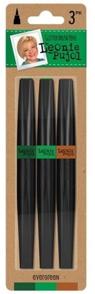 Leonie Pujol Leonie Pujol Glitter Brush Pens 3 pk - Evergreen