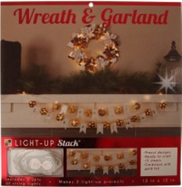 DCWV Creative Expressions DCWV 12';x 12' Light Up Stack-Wreath and Garland