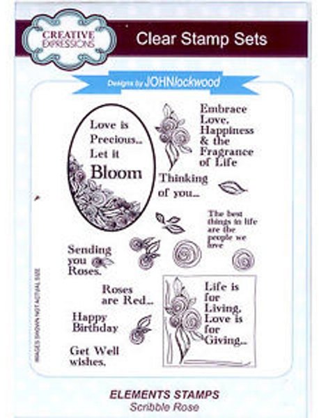John Lockwood Creative Expressions A5 Clear Stamp Set - Scribble Rose Elements by John Lockwood
