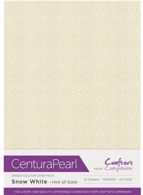 Crafter's Companion Centura Pearl A4 Snow White Hint of Gold (10 sheets) 320gsm Cardstock