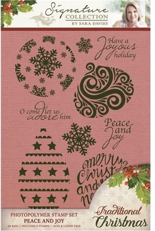 Crafters Companion Sara Signature Traditional Christmas Collection - Peace and Joy Stamp Set