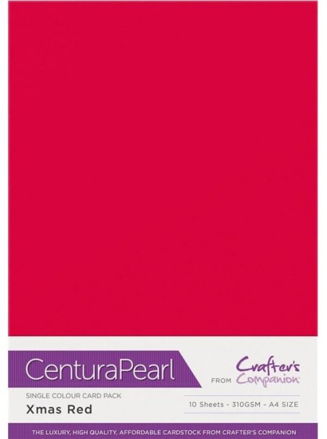 Crafter's Companion Centura Pearl A4 Xmas Red (10 sheets) 320gsm Cardstock