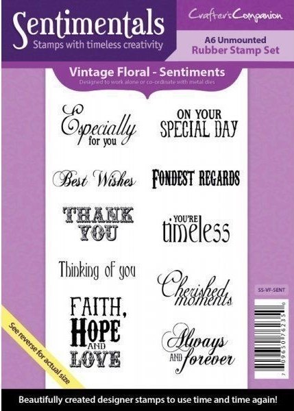 Crafters Companion Vintage Floral Collection A6 Sentiments Stamp