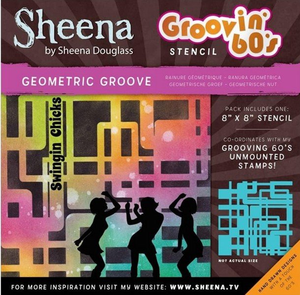 Sheena Douglass Groovin' 60's 8" x 8" Stencil - Geometric Groove