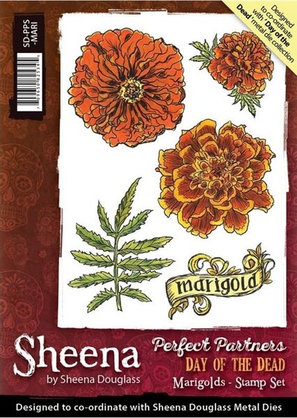 Sheena Douglass Day of the Dead A6 Unmounted Rubber Stamp - Marigolds