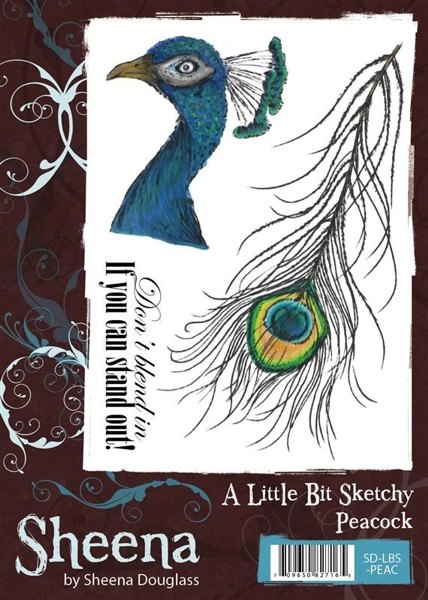 Sheena Douglass - Sketchy A6 Stamp - Peacock