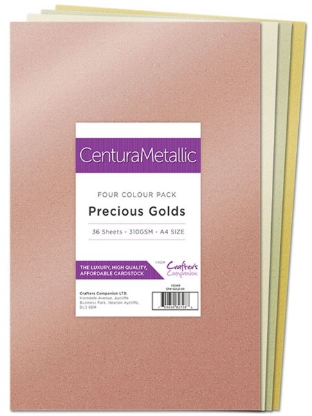 Crafter's Companion Centura Metallic 36 Sheet Pack - Precious Golds