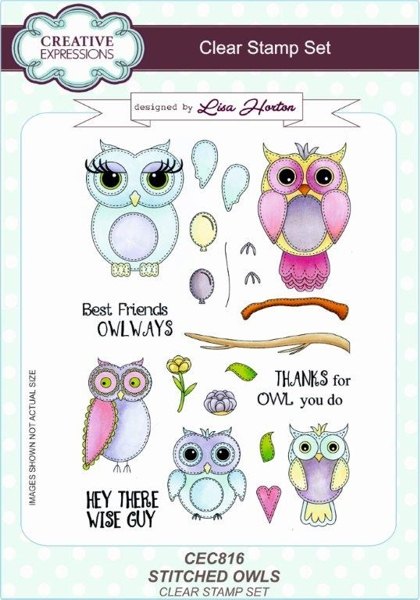 Creative Expressions Lisa Horton A5 Clear Stamp - Stitched Owls