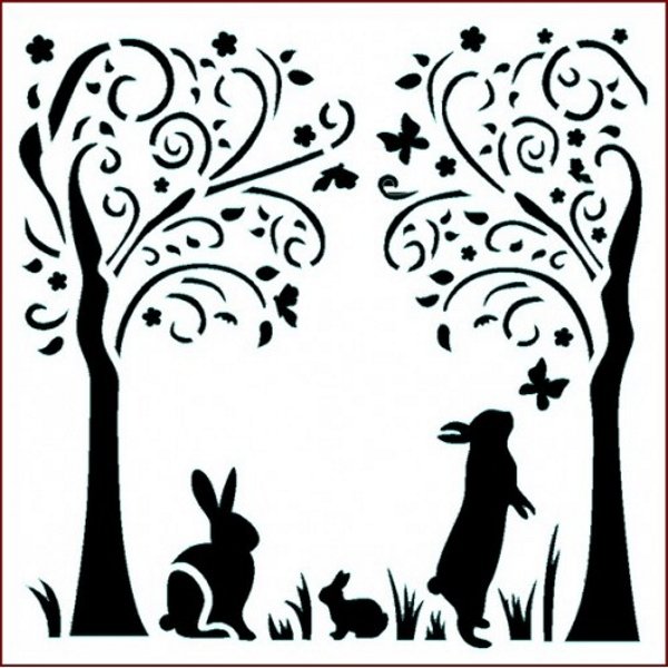 Imagination Crafts Imagination Crafts Stencil - Bunny Trees - 4 For £13