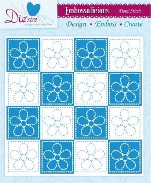 Die'sire Embossalicious Embossing Folder 6X6 - Floral Stitch