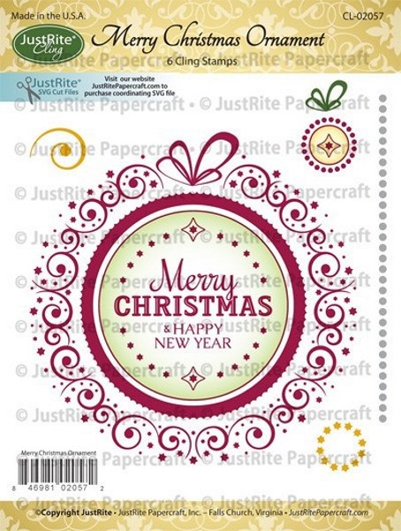JustRite JustRite Small Cling - Merry Christmas Ornament Stamp