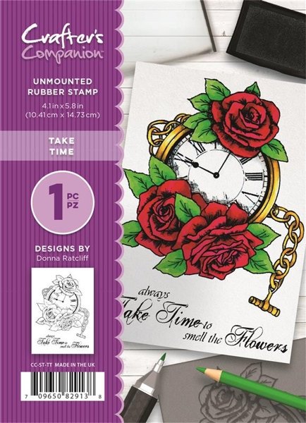 Crafter's Companion Donna Ratcliff A6 Unmounted Rubber Stamp - Take Time