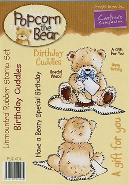 Crafters Companion Popcorn The Bear A6 Stamp - Birthday Cuddles