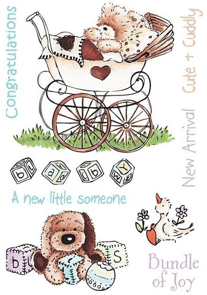 Crafters Companion Popcorn The Bear A6 Stamp - Bundle of Joy