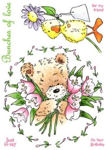 Crafters Companion Popcorn The Bear A6 Stamp - Bunches of Love