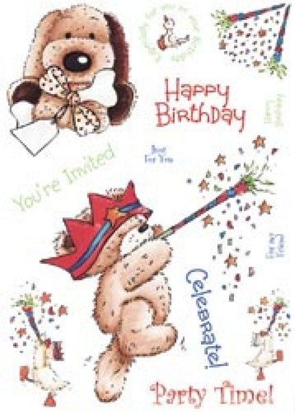 Crafters Companion Popcorn the Bear A6 Stamp - Celebrate