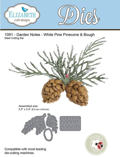 Elizabeth Crafts Elizabeth Craft Designs - Garden Notes - White Pine Pinecone & Bough Die 1091