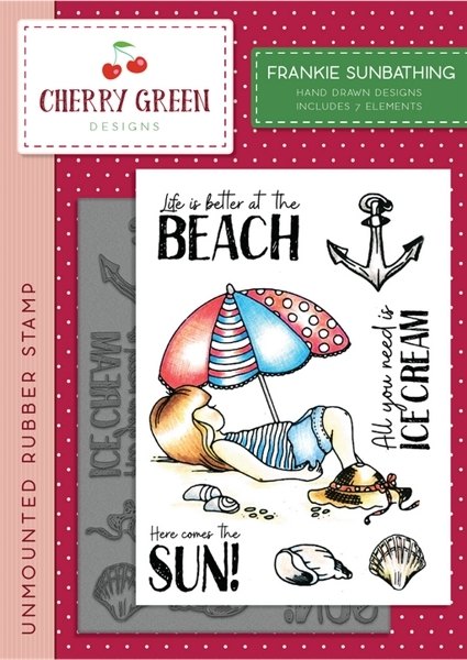 Cherry Green A6 Stamp - Frankie Sunbathing
