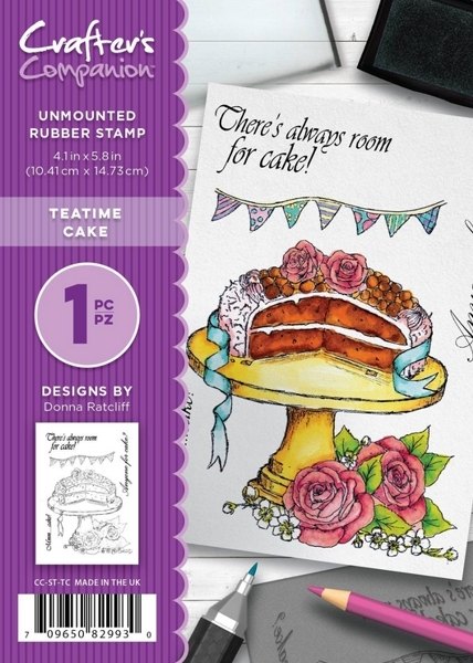 Rubber A6 Stamp - Donna Ratcliff - Teatime Cake